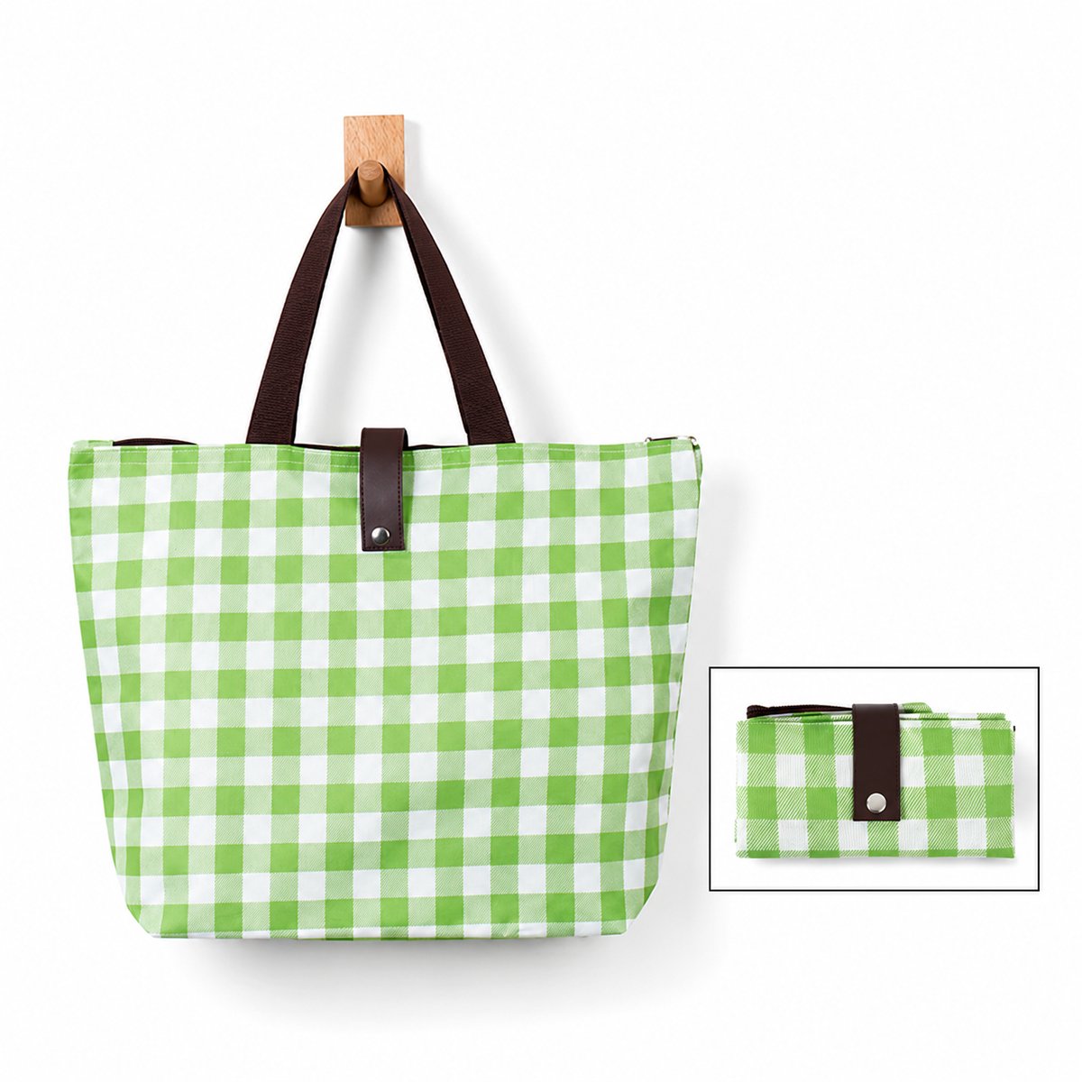 Shopper met Ritssluiting - Opvouwbaar - Boodschappentas - Herbruikbare Tas - Compact & Wasbaar - Groen