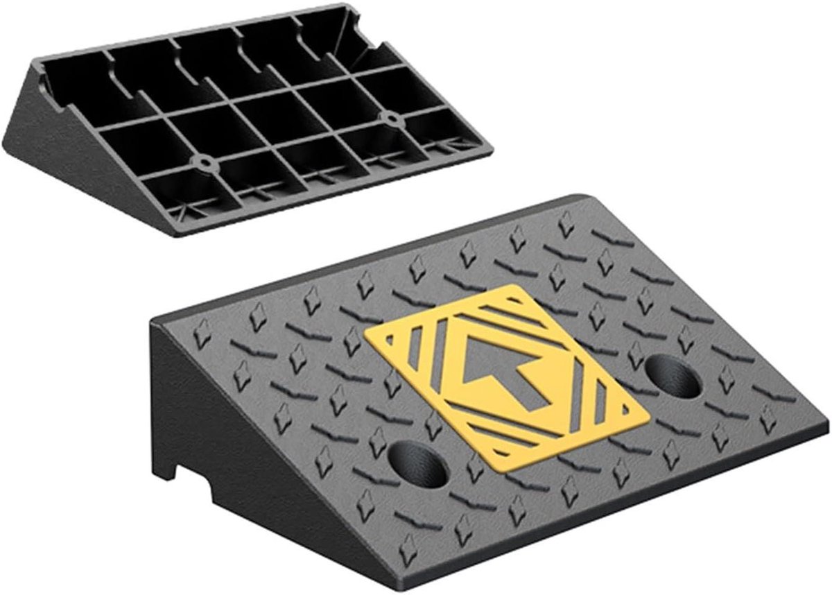 Rubberen Drempelhulp - Oprijplaat Stoeprand - Toegankelijkheid Verbeteren - Antislip Gestructureerd - 50x25x7cm - Zwart