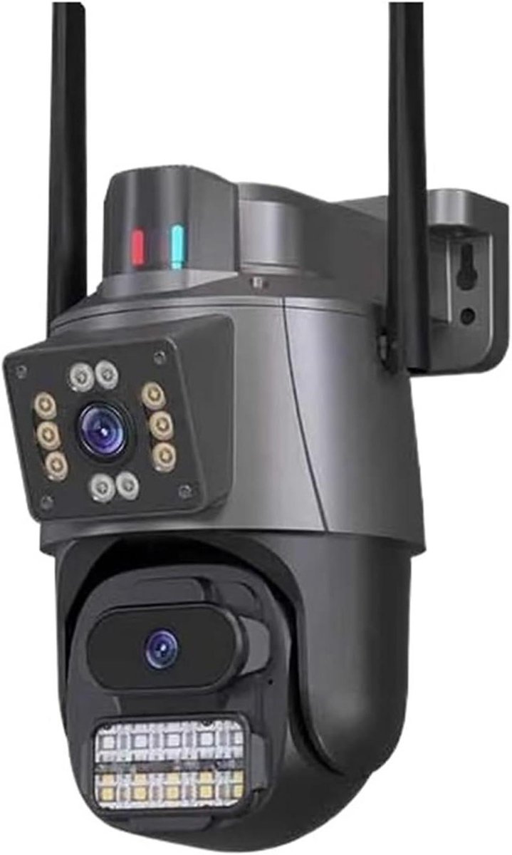 Beveiligingscamera Buiten - IP Camera WiFi - Huisbeveiliging - Dubbele Lens Twee Schermen - 6MP HD - Wit