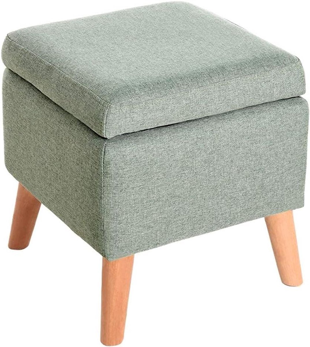 Poef met Opslag - Voetenbank Kruk - Woonkamer Opruimen - Verborgen Opbergruimte - 40x40x42cm - Blauw