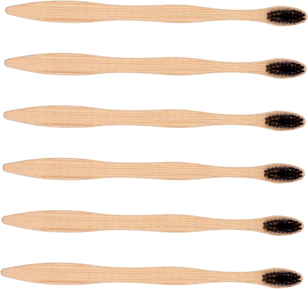 Bamboe Tandenborstels - Natuurlijke Borstels - Dagelijkse Mondverzorging - Ergonomisch Ontwerp - 6 Stuks - Zwart