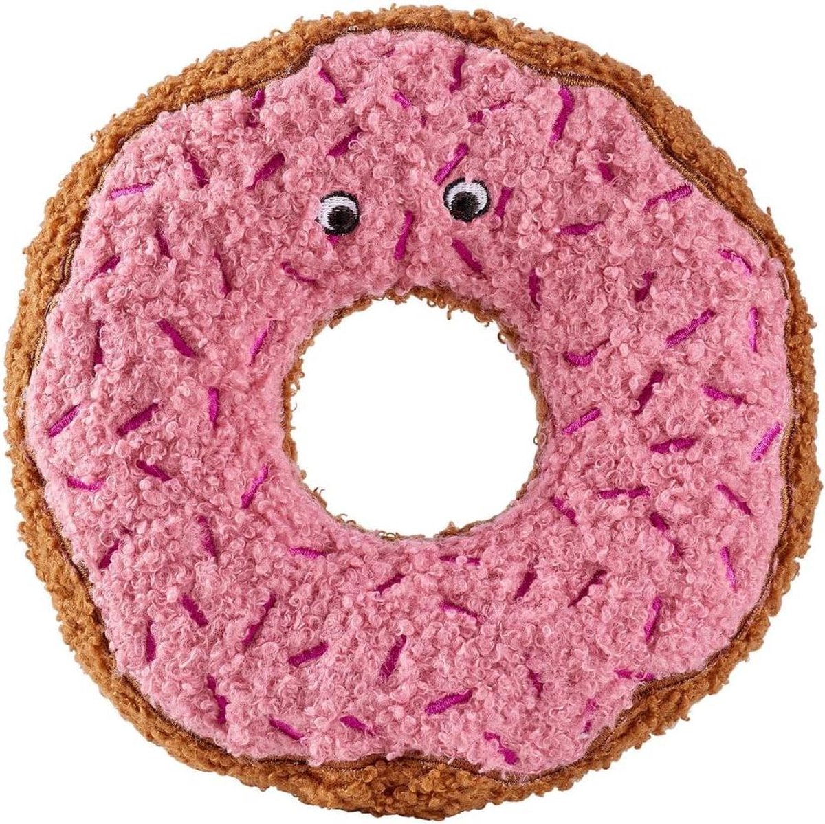 Hondenspeelgoed Donut - Zacht Pluche - Spelen en Knuffelen - Versterkt Knooptouw - 16 cm - Donut