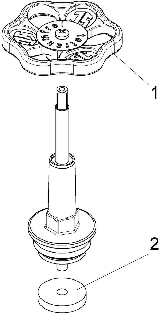 Schlösser Armaturen JS Vetkamerbovenstuk voor schuine zitting ventiel, met stijgende spindel, DN20, 3/4'', van messing, met EPDM afdichting, 0018142000001