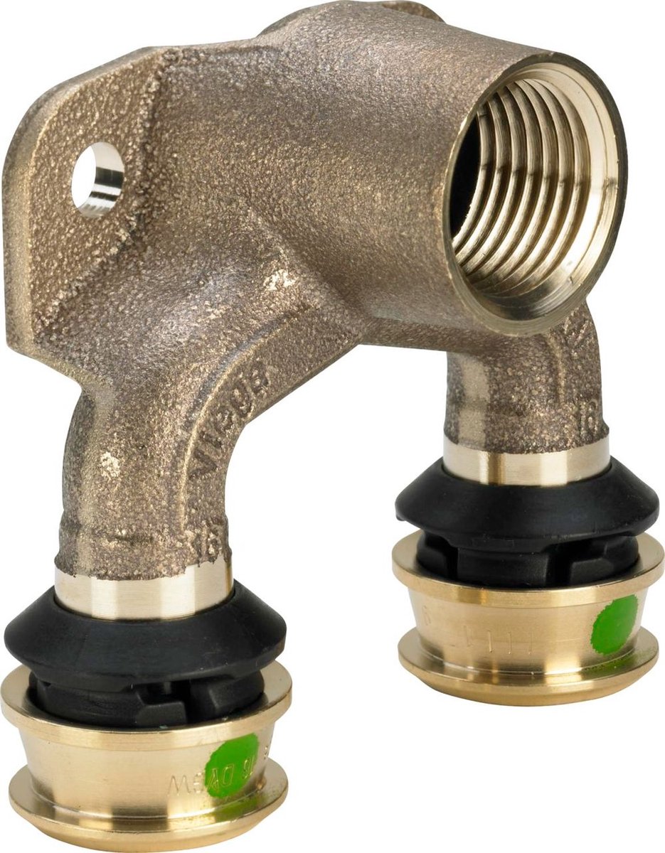 Viega Raxofix dubbele wandplaat, d1 16, Rp 1/2, d2 16 siliciumbrons, rubber Model 5325.7, 645946