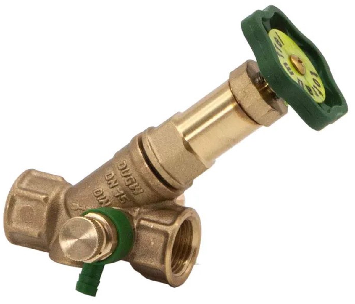 Schlösser Armaturen JS Vrijstroomventiel, met mofaansluiting, met aftapping, met niet-stijgende spindel, DN15, binnendraad 1/2'', DVGW gekeurd, 0015301500001