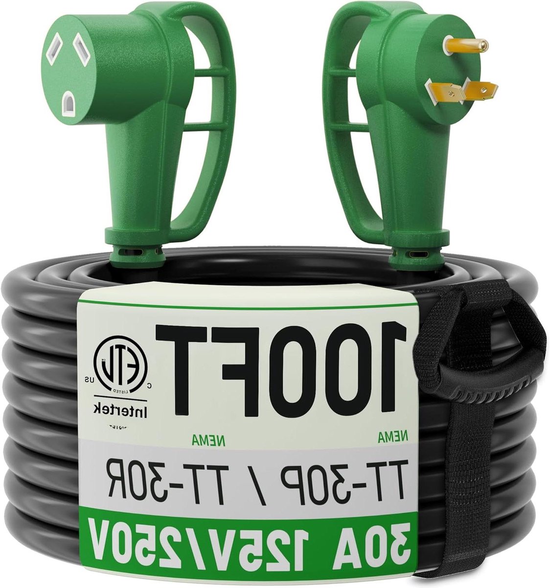 POWGRN RV Verlengsnoer 30 Amp 100 Voet Outdoor met Grip Handvat Heavy Duty Flexibele 10/3 Gauge STW 3 Prong RV Power Cord Waterdicht NEMA