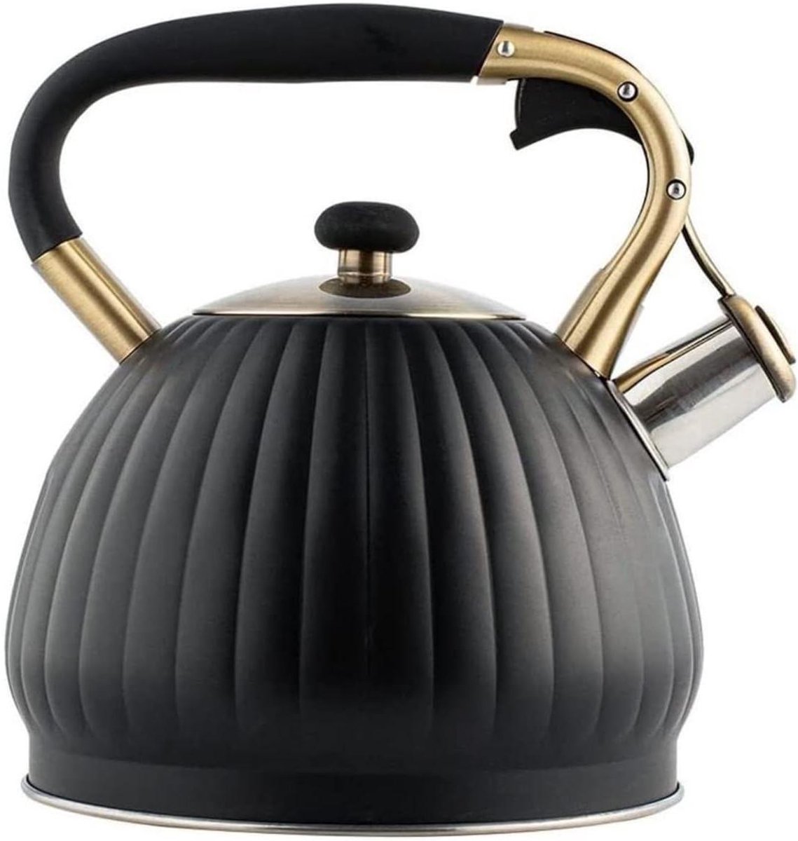 Waterkoker Inductie Theeketel RVS Koffie en Thee Hoorbare Fluit 3.5 Liter Zwart