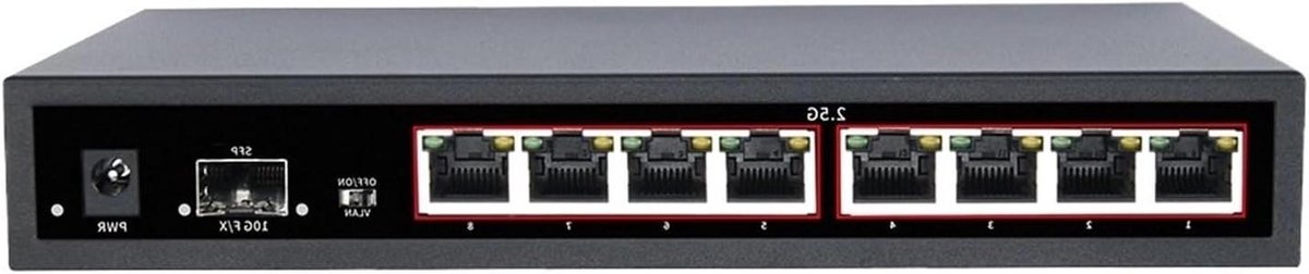 Ethernet Switch - Netwerk Switch - Netwerk Uitbreiding - Industriële Kwaliteit - 9 Poorten 2.5GbE - Zwart