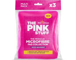 The Pink Stuff Schoonmaakpads 3 Stuks – Roze Microvezel Pads – Absorberend en Herbruikbaar