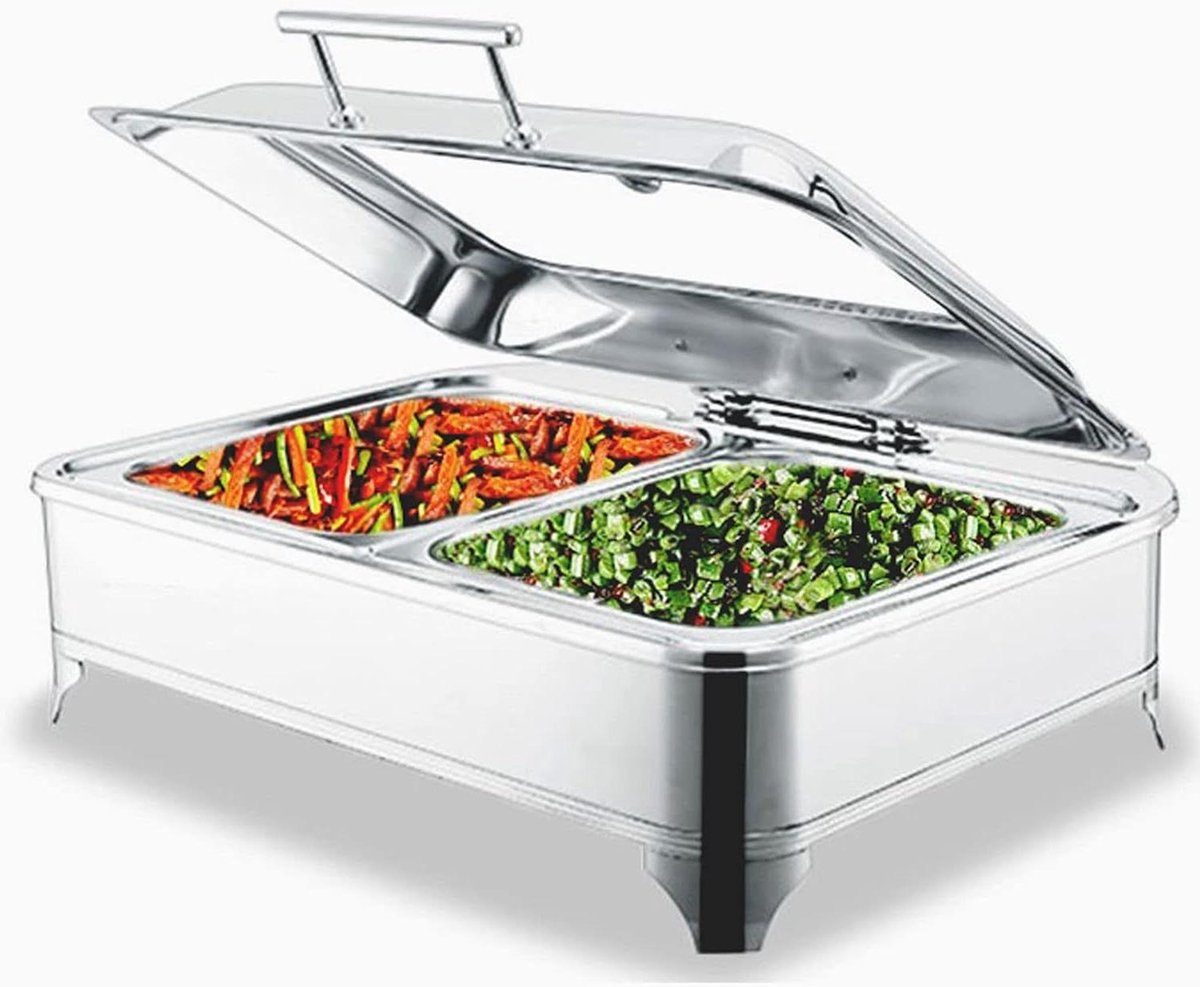 Voedselverwarmer - Buffet warmer - Feesten organiseren - Elektrische temperatuurregeling - 9L capaciteit - Zilver