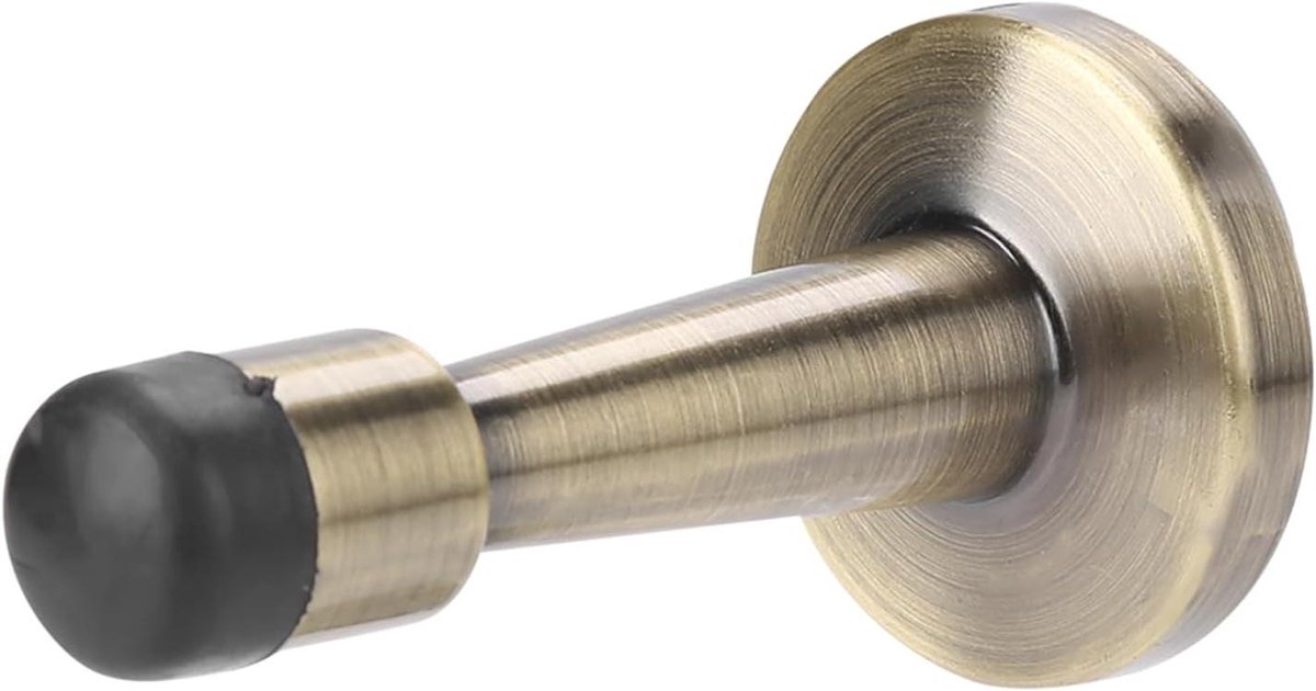 Deurstopper - Deurvanger - Bescherming deur - Met rubberen bumper - 8 cm lengte - Geborsteld brons