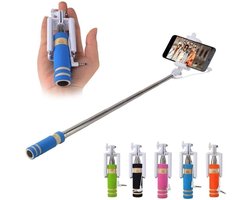 Mini Selfie-Stick for iPad Mini 2 Smartphone with cable jack selfie stick Android iOS adjustable photo button orange