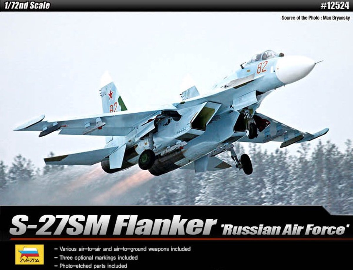 Academy Modelbouwpakket Militaire voertuigen - 12524 Sukhoi Su-27SM Flanker - Russische Straaljager Plastic - 1:72 - Modelbouw