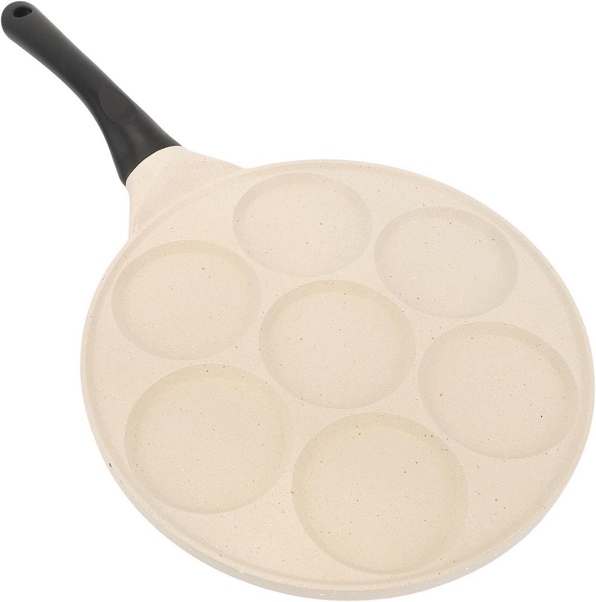 Pannenkoekenpan - Omeletpan Koekenpan - Ontbijt Bakken - 7 Gaten - 45.5 cm - Zwart