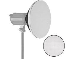 Beauty Dish met Raster - Softbox Reflector - Portretfotografie - Hoge Spiegeling Binnenkant - 39 cm Diameter - Zilver