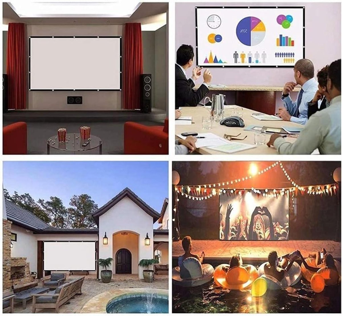 Projectiescherm - Filmscherm Beamer - Thuisbioscoop Creëren - Opvouwbaar Anti-kreuk - 150 Inch 16:9 - Wit