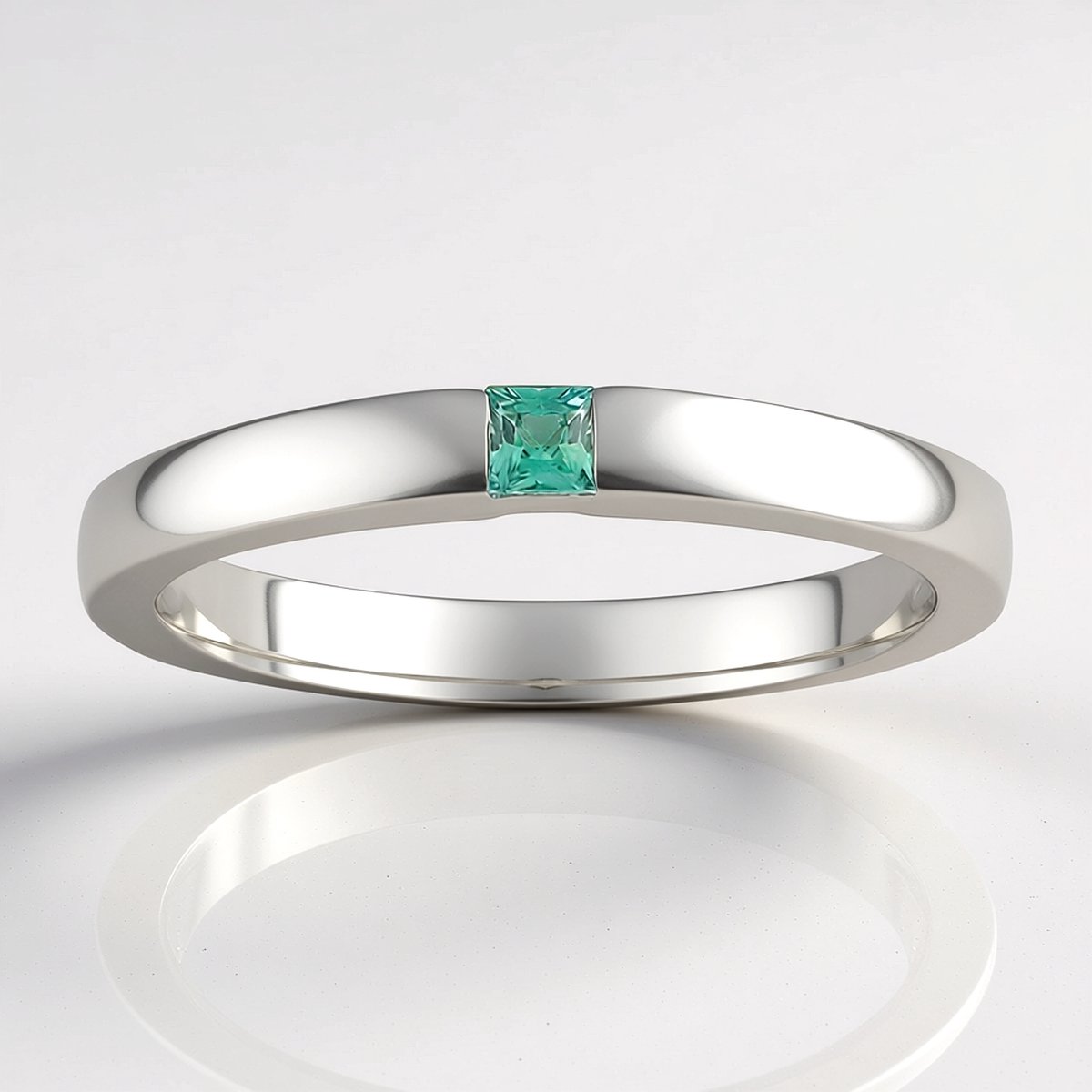 Cavill - Gouden ring 375 witgoud - Alexandriet 0,068 ct princess geslepen - Minimalistisch design - Exclusieve ring dames 17/18