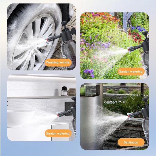 Handbediende Drukspuit - Vernevelaar Gazon - Planten Water Geven - Instelbare Spraykop - 2 Liter Capaciteit - Transparant — afbeelding 2