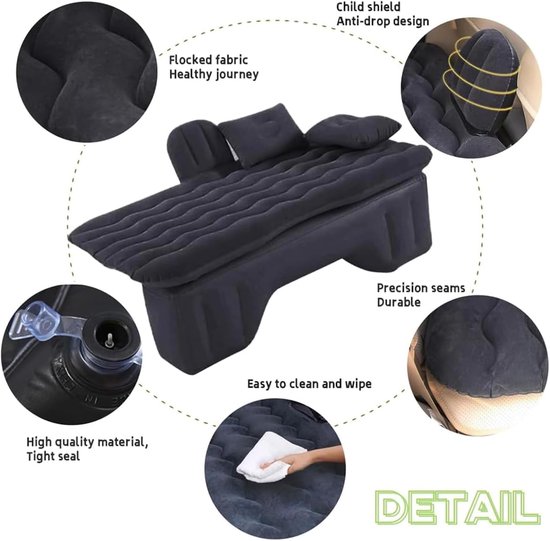 Opblaasbaar Luchtbed - Auto Matras - Comfortabel Reizen - Specifiek Ontwerp - 135 x 80 cm - Grijs — afbeelding 4