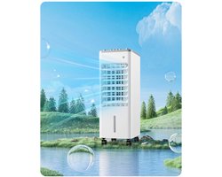 Draagbare watergekoelde airco met ijsblokken stille werking links rechts zwenkventilator 3 snelheden wit voor woonruimtes