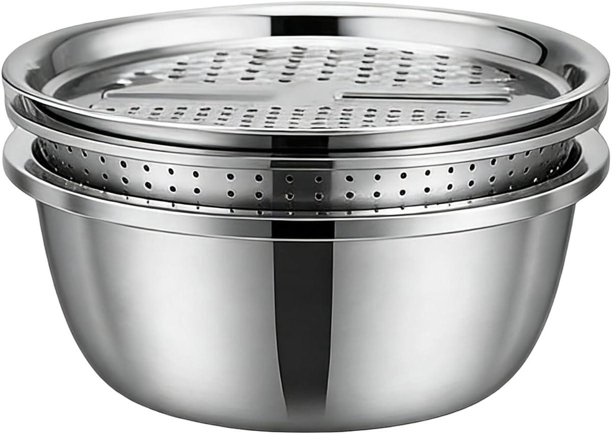 Roestvrijstalen spoelbak - Keuken zeef - Voedsel bereiden - Stabiel frame - 26 cm diameter - Zilverkleurig