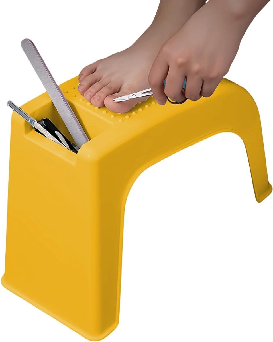 Pedicure Kruk - Voetensteun Spa - Voetverzorging Thuis - Geïntegreerde Opbergvakken - 38 cm Lengte - Wit