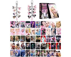 55 stuks SK-ansichtkaarten set, met 2 stuks sleutelhangers van het personage, SK Koreaanse mannelijke fotokaarten set, merchandise fan-cadeaus