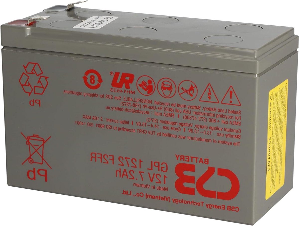 Oplaadbare Batterij - Loodaccu Energiebron - Noodstroom Voorziening - Onderhoudsvrij Ontwerp - 12V 72Ah - Zwart