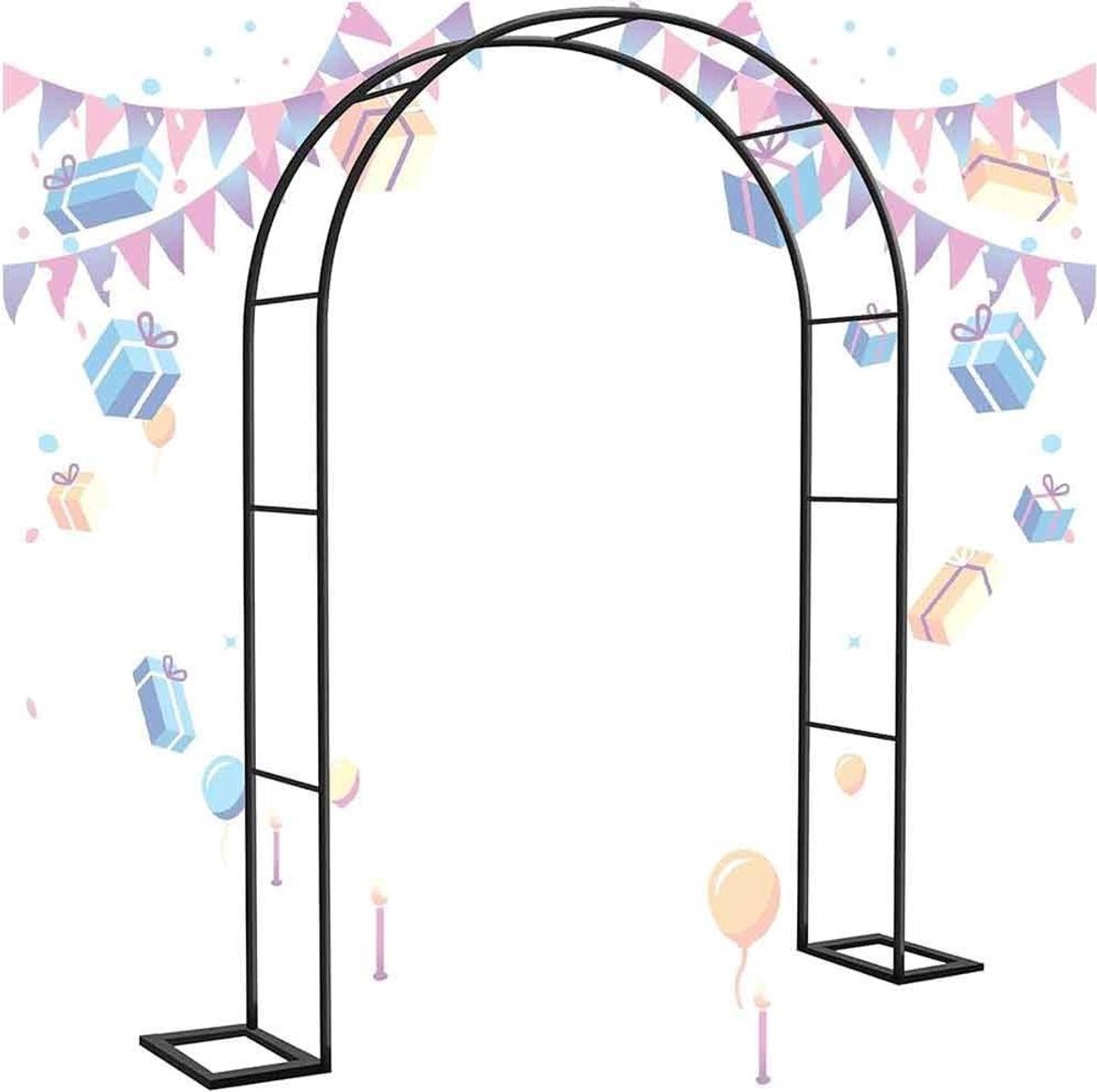 Rozenboog Metaal - Tuinboog Pergola - Klimplanten Ondersteunen - Twee Installatie Opties - 3 meter breed - Zwart