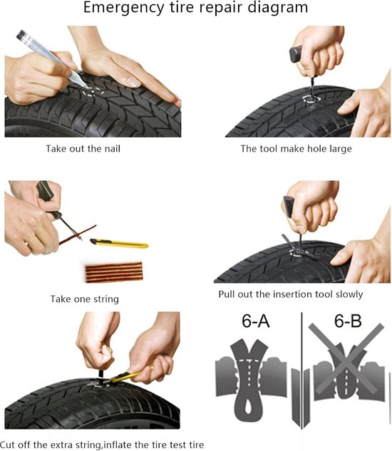 Bandenreparatiepluggen - Rubberen Afdichtstrips - Lekke Banden Herstellen - Geen Lijm Nodig - 100x3mm - Bruin — afbeelding 3