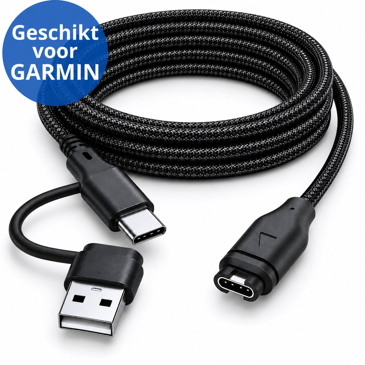 Twenty4seven® Oplaadkabel Geschikt voor Garmin Smartwatch - 1 Meter Oplader - USB & USB-C
