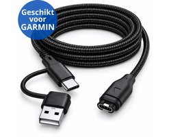 Twenty4seven® Oplaadkabel Geschikt voor Garmin Venu, Instinct, Forerunner, Vivoactive, Fenix, Enduro, Tactix, Quatix, Approach, Vivosmart & Swim - 1 Meter Oplader USB & USB-C