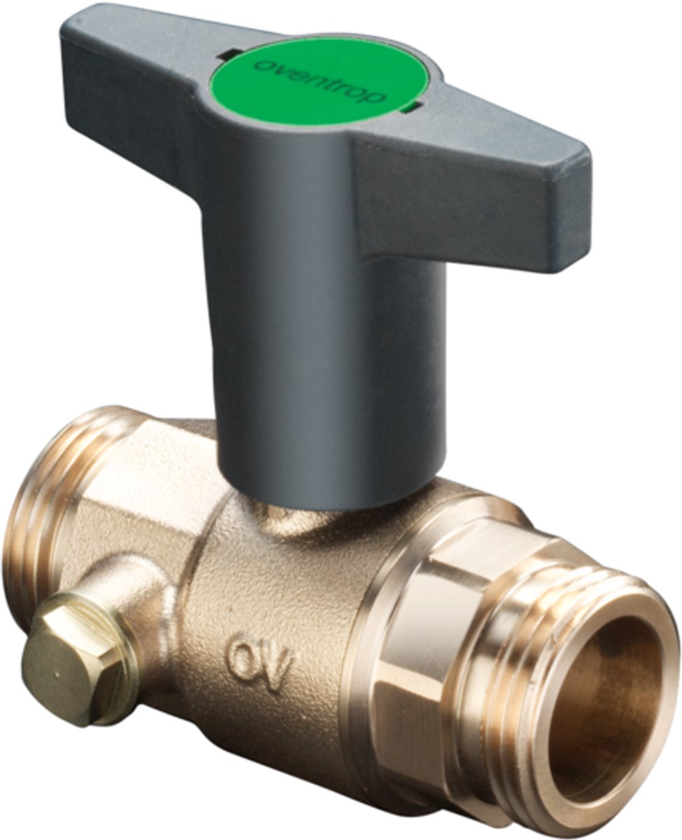 OVENTROP Drinkwaterkogelkraan Optibal TW met buitendraad en aftapboring G 1/4 met stop afgesloten DN 32, G 1 1/2, messing, loodvrij, 1078910