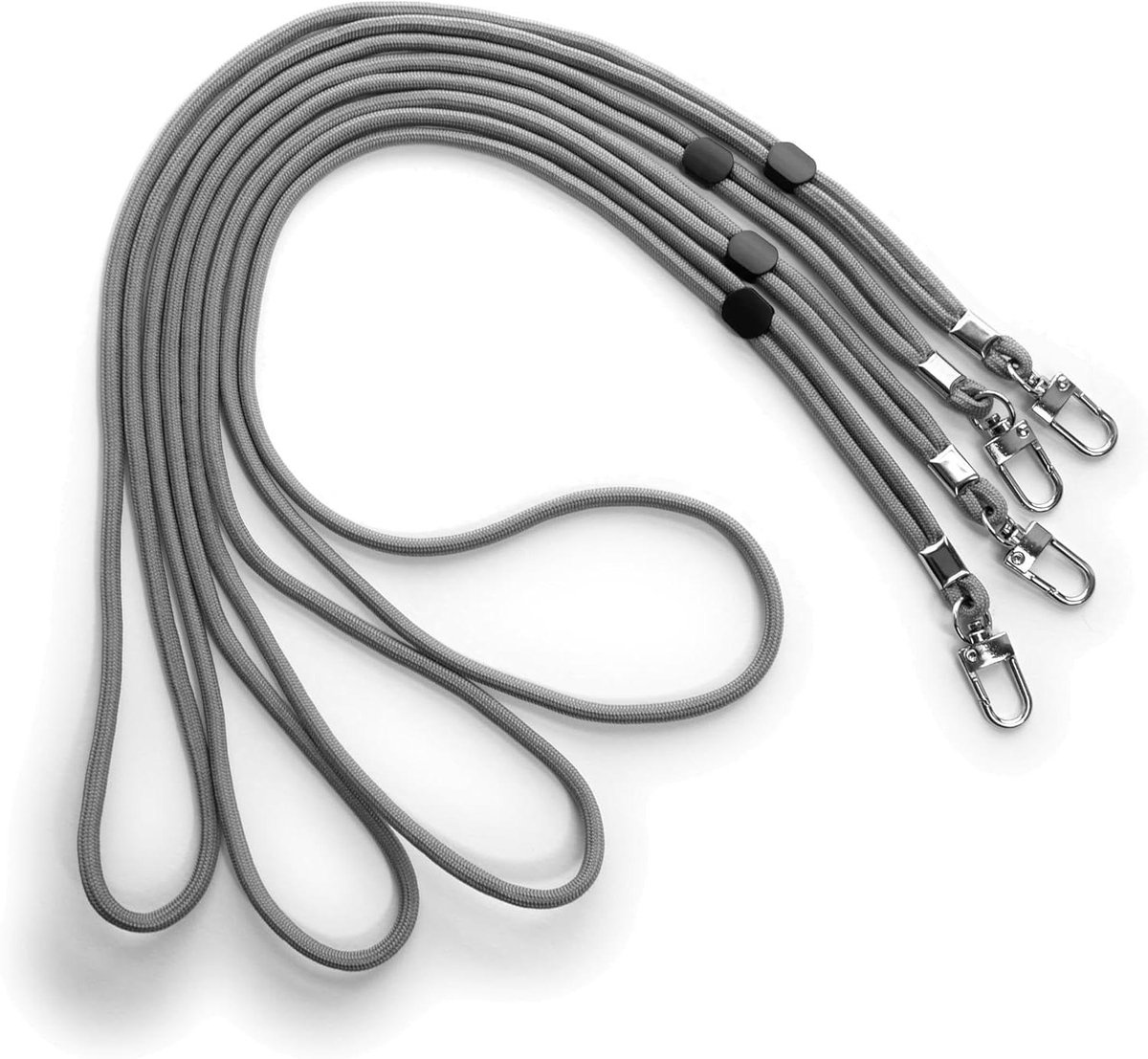 Draagbanden met Karabijn - Lanyards Koord - Kaarten Dragen - Verstelbare Lengte - 4 Stuks - Grijs