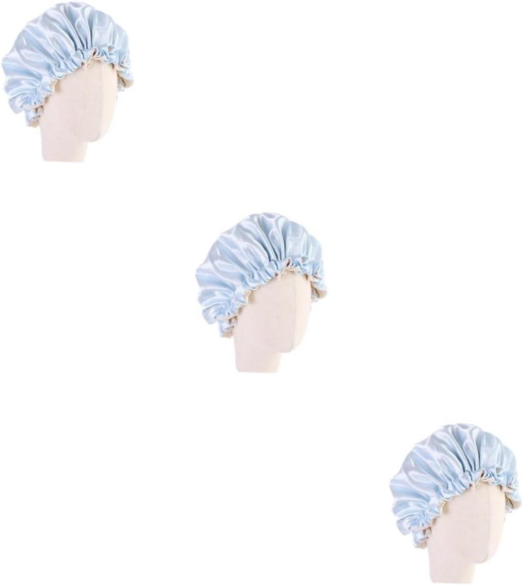 Slaapmutsjes Kinderen - Haarmuts Satin - Nachtrust Bescherming - Dubbel Laags - 3 Stuks - Hemelsblauw