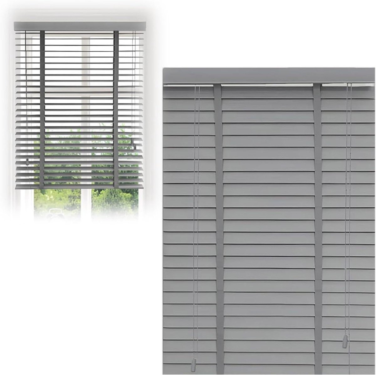 Houten Jaloezieën - Raambekleding - Privacy Creëren - Verduisterend - 5 cm Lamellen - Natuurlijk