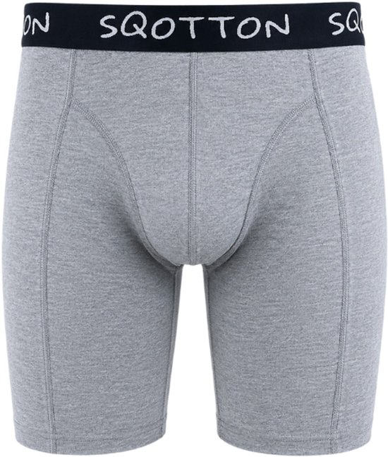 Heren boxershort - SQOTTON® - Lange Pijp - Grijs - Maat XL