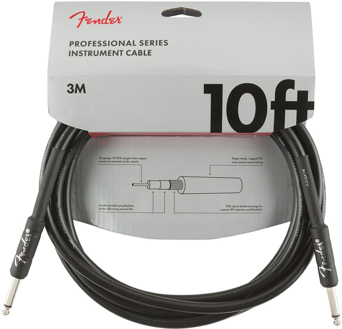 Fender Professional Series Black jackkabel 3m
