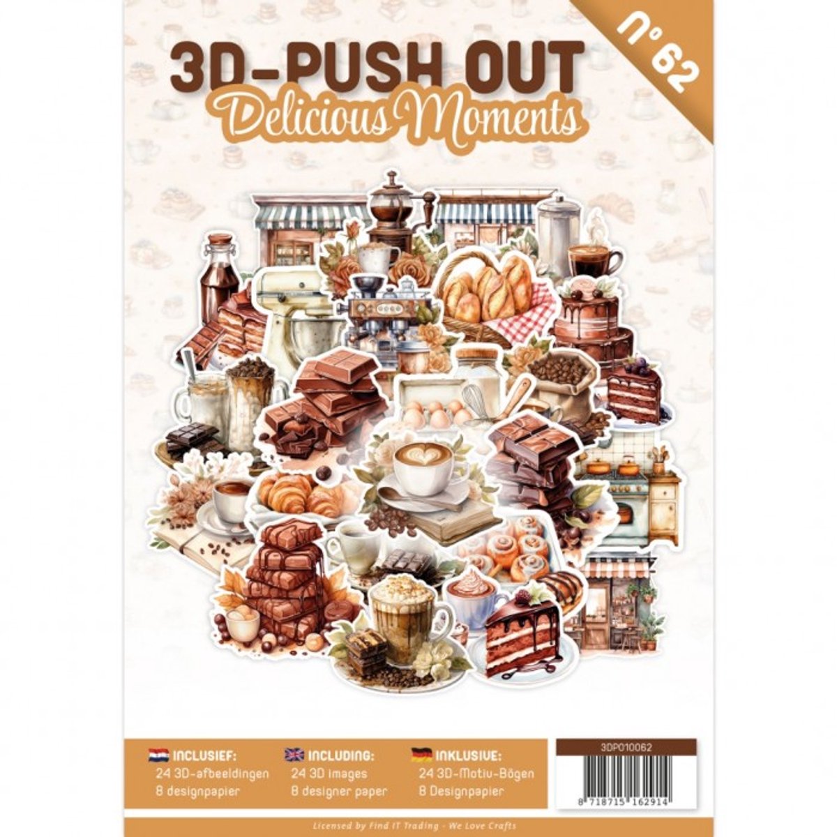 3D Push-Out Book 62 - Delicious Moments - Boek met 24 3D-afbeeldingen die gemakkelijk uit te drukken zijn - 3DPO10062 - Gratis verzonden