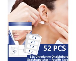 52x Ultradunne Onzichtbare Gezichtspatches – Facelift Tape - Facelift - Transparante Lift Tape voor Ogen, Dubbele Kin & Nek – Direct Verstevigend Effect – Huidvriendelijk PE Materiaal-Blotting Papier