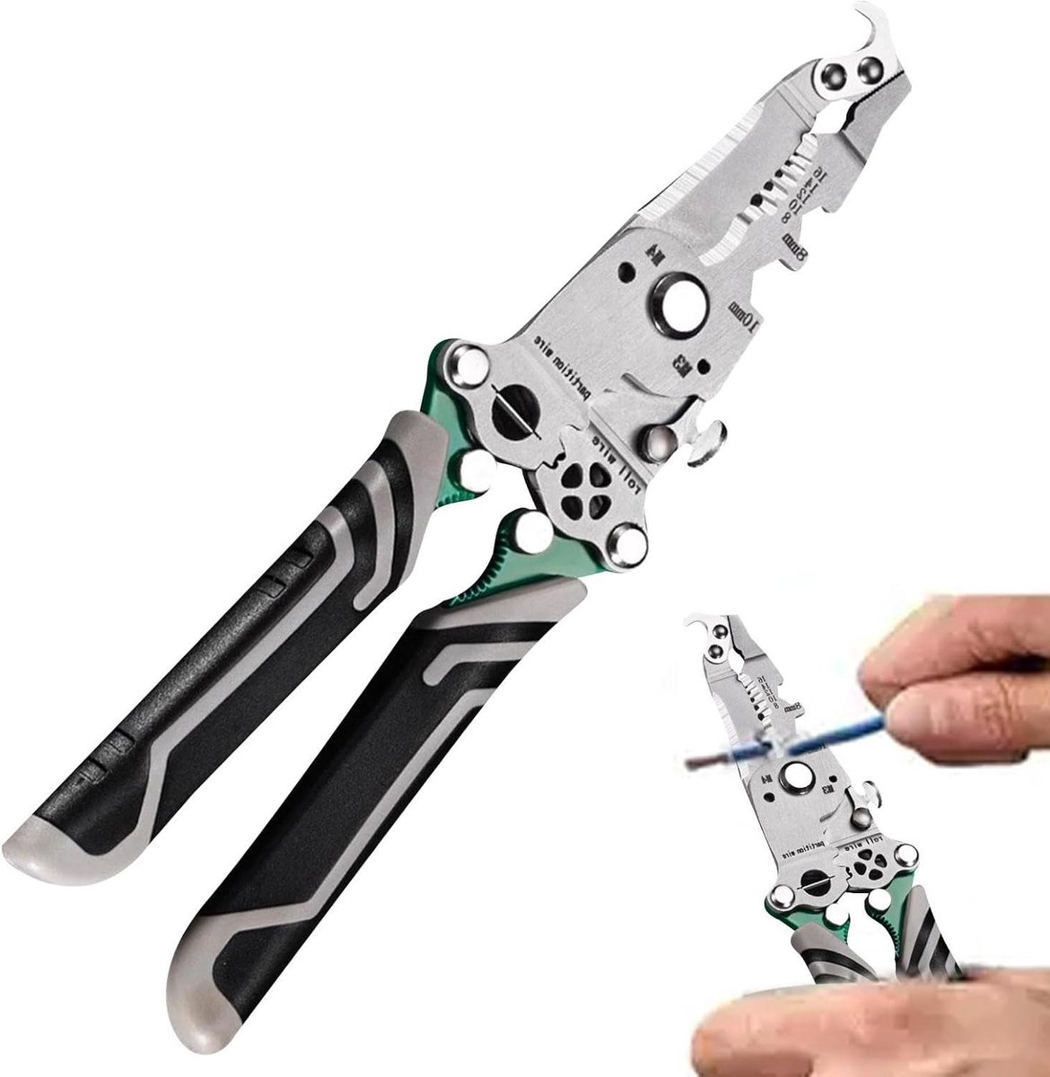 Draadstriptang - Krimptang - Elektrisch Werk - Multifunctioneel Gereedschap - 0.08-1.6mm - Grijs