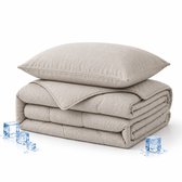 Verkoelend Dekbed zonder overtrek 140x220 cm – Taupe - Verkoelend & Ademend – Lichtgewicht Zomerdekbed – Wasbaar Dekbed – Met Kussenslopen - Eenpersoons