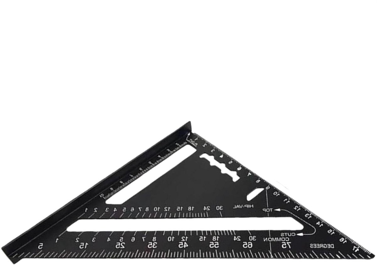 Driehoek Liniaal - Meetgereedschap - Precisie Tekenen - Hoge Contrast Markeringen - 18.5 cm - Zwart