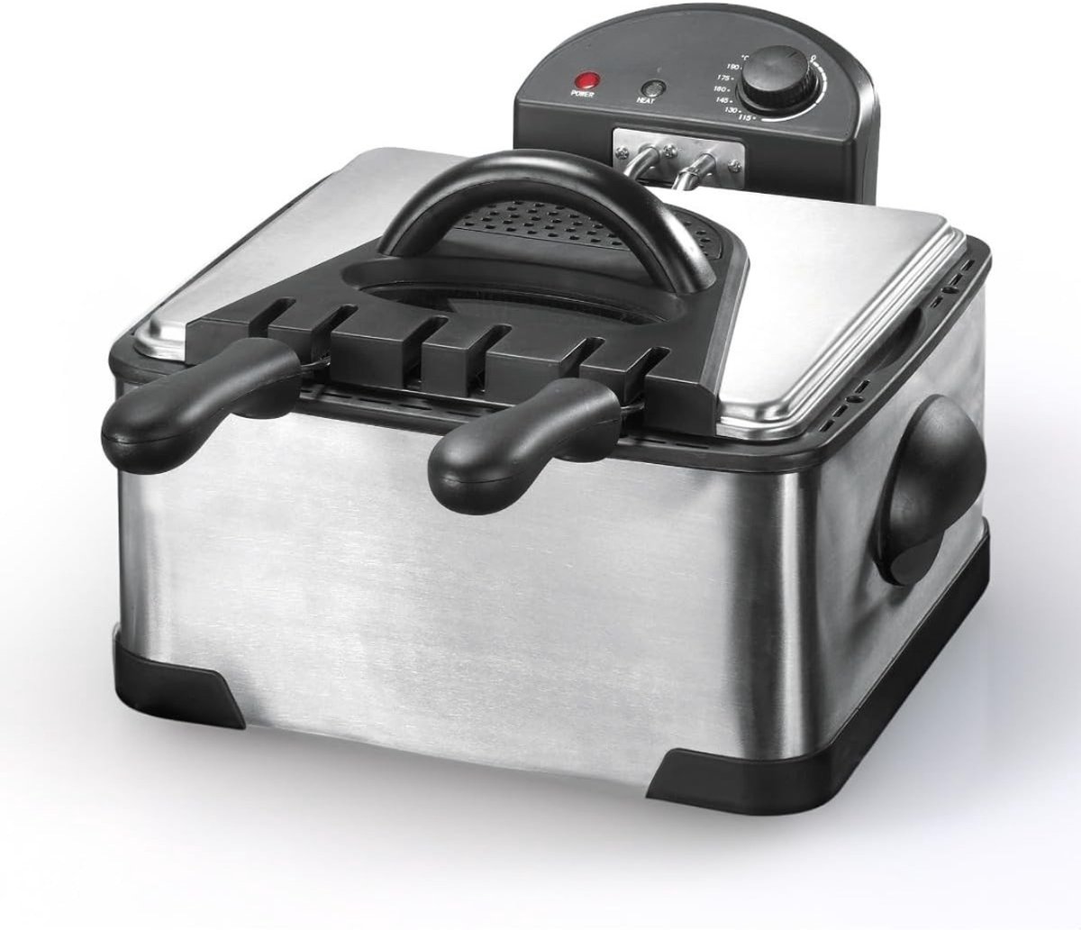 Quvo® Frituurpan - Dubbele Frituurpan - Friteuse - Dubbele Friteuse - Zwart/Zilver - 41cm x 41cm x 26cm