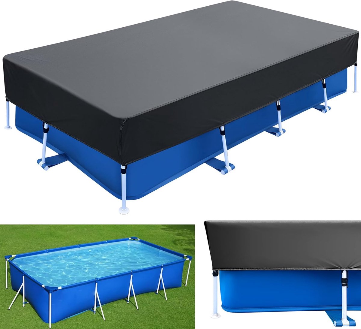 Zwembadafdekking - Waterdicht en stofdicht - Voor bovengrondse zwembaden en hottubafdekkingen - 185×145×30cm - Rechthoek - Zwart