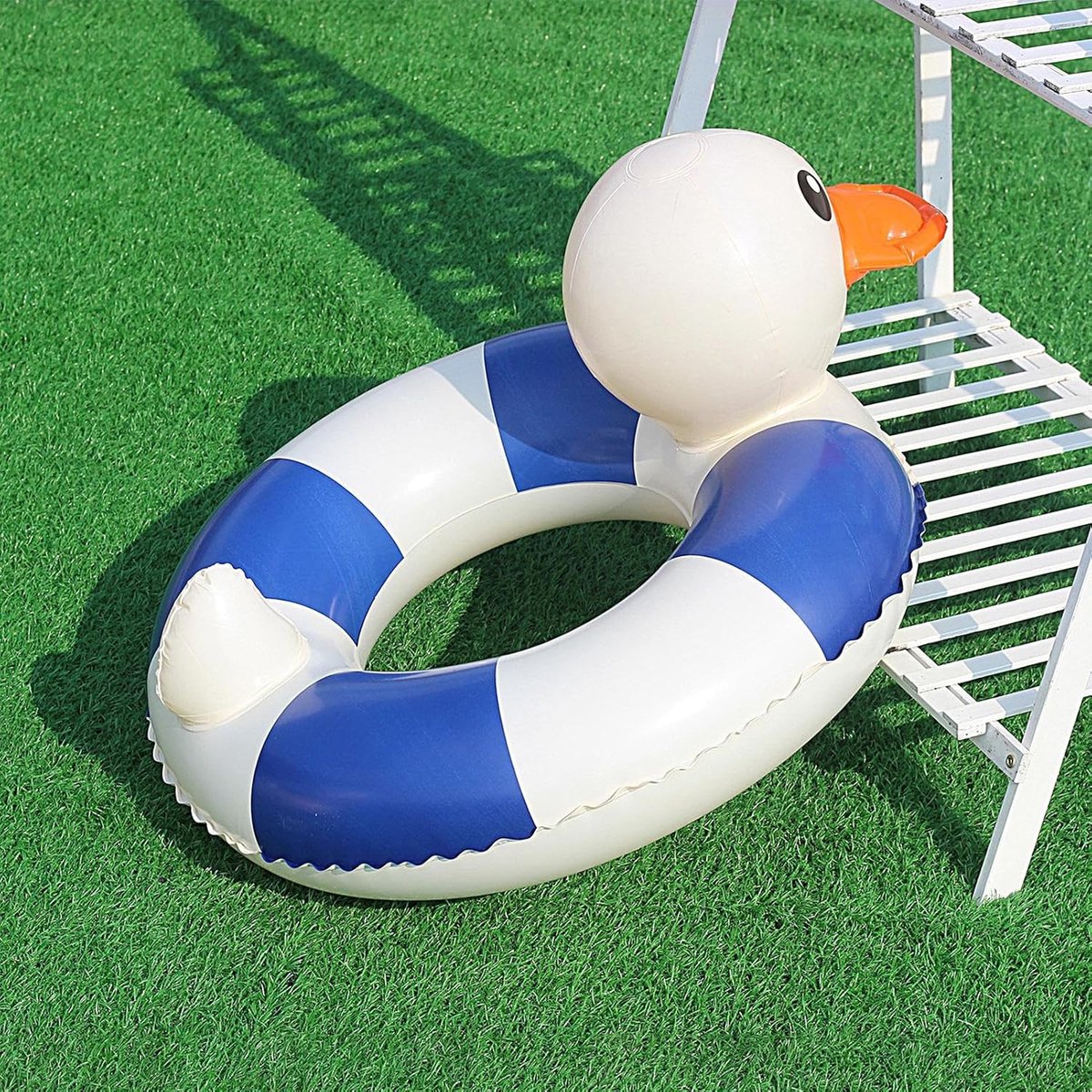3D Eend Zwemring 70 cm Blauw-Wit Gestreept – Extra Dik Lekkagebestendig Zwemband, Geschikt voor Kinderen van 5 tot 9 Jaar voor Zwembad en Strand – foto 4