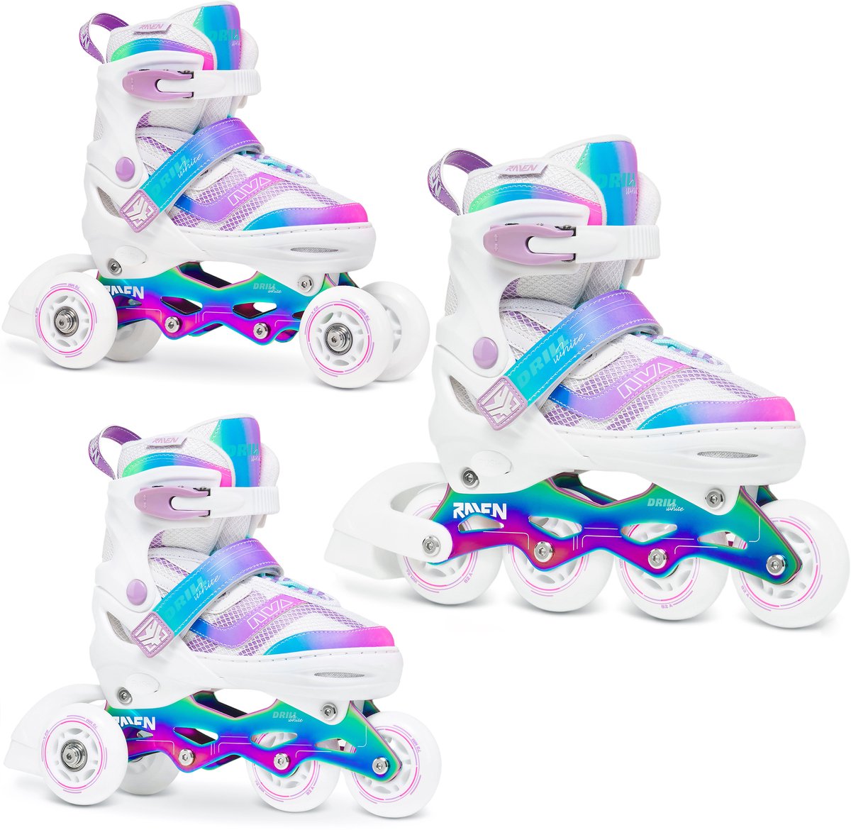 RAVEN Drill 3-in-1 Verstelbare Skeelers /Neo Chrome 30-33 Wit
