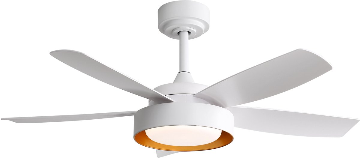 Gutent - Plafondventilator met LED verlichting - Wit - 107cm - 22W - Met afstandsbediening - DC motor - Geschikt voor slaapkamer