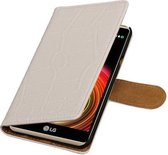 Croco Bookstyle Wallet Case Hoesje voor LG X Power Wit