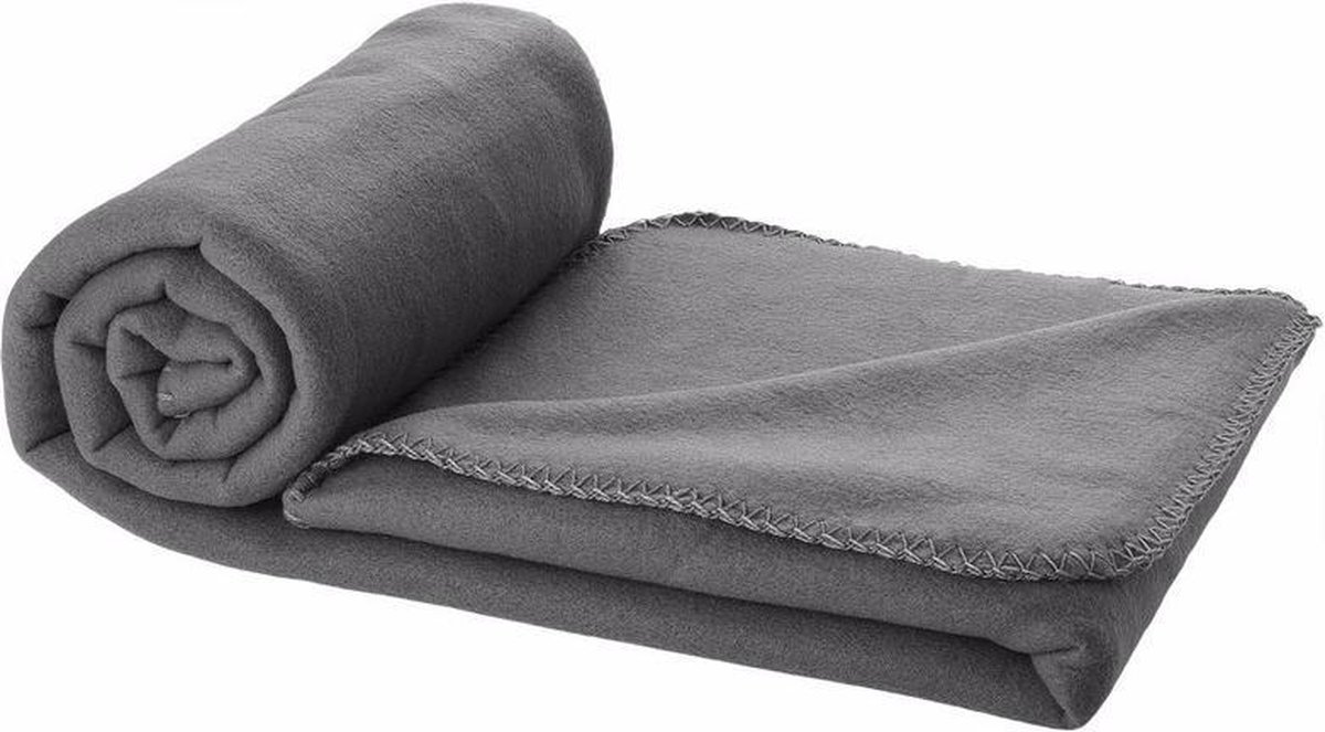 Fleece bank deken/plaid antraciet grijs 150 x 120 cm - warme huis/woon  dekens | bol.com